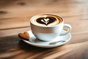 uma copo do café com uma coração forma. gerado por IA foto