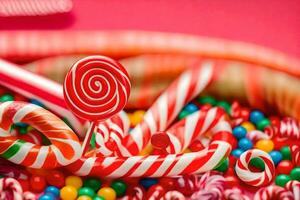 uma colorida doce tigela com doce e pirulitos. gerado por IA foto