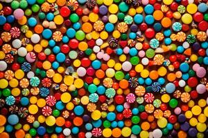 colorida doce doces em uma Preto fundo. gerado por IA foto