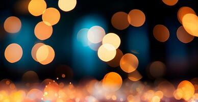 panorâmico bokeh, brilhante luzes, iluminação em uma Sombrio fundo - ai gerado imagem foto