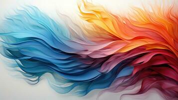 digital arte do uma colorida tipo onda estrutura. cores transição a partir de azul para laranja para Rosa. branco fundo. ai generativo foto