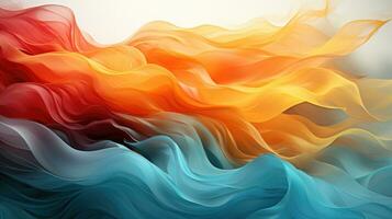 digital arte do uma colorida tipo onda estrutura. cores transição a partir de azul para laranja para Rosa. branco fundo. ai generativo foto