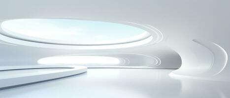 esvaziar futurista branco quarto com cópia de espaço para apresentação produtos. ai generativo foto