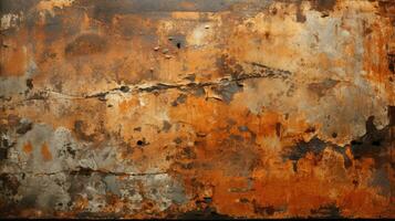 enferrujado metal superfície resistido envelhecido laranja Castanho hd textura fundo altamente detalhado ai generativo foto