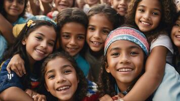 foto do crianças levando selfies enquanto sorridente às a Câmera