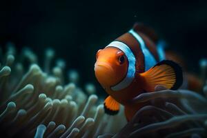 Peixe-palhaço marinho vida anêmona recife. neural rede ai gerado foto