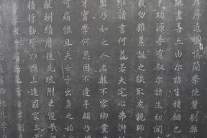 tabletes de pedra de caligrafia no museu xian forest of stone steles, china foto