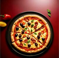 pizza, italiano tradicional velozes Comida e pronto para comer conceito. ai generativo foto