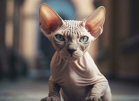 lindo foto sphynx gato conceito, contemporâneo natural e humor social fundo. generativo ai