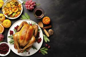 Ação de graças tradicional festivo Comida fundo. ai gerado foto