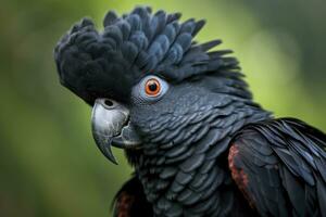 uma beautful vermelho atado Preto cacatua. ai gerado foto