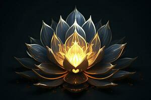 uma lótus flor com chamas do conceptual digital arte. ai gerado foto