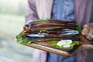 gwamegi seco peixe, que é curtiu dentro inverno dentro Coréia foto