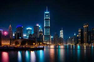 a cidade Horizonte às noite dentro China. gerado por IA foto