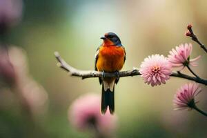 foto papel de parede a céu, pássaro, flores, a pássaro, a pássaro, a pássaro, o. gerado por IA