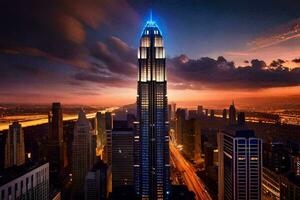 a mais alto construção dentro a mundo é a burj khalifa. gerado por IA foto