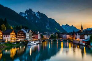 a lindo Cidade do Altenburg às crepúsculo. gerado por IA foto