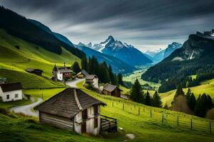 a Vila do Alpbach, Suíça. gerado por IA foto