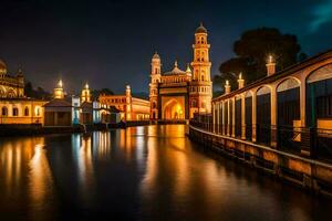 a mesquita às noite dentro Índia. gerado por IA foto