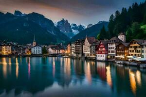 a lindo Cidade do luzerna, Suíça. gerado por IA foto