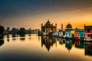 a dourado têmpora, amritsar, Índia. gerado por IA foto