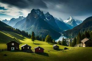 a Alpes, Suíça, pessoa, pessoa, pessoa, pessoa, a Alpes,. gerado por IA foto
