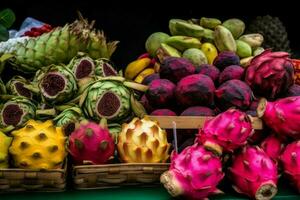 exótico frutas impedir mercado cesta. gerar ai foto