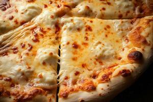 quatro queijo pizza brega textura. branco cremoso quente queijo fechar acima ai generativo foto
