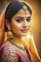 indiano herança, indiano vestir, indiano roupas, colorida, vibrante, ornamentado foto