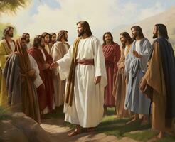 óleo pintura do Jesus Cristo e dele doze discípulos foto