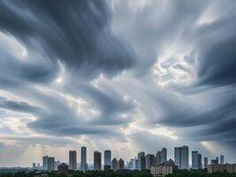 tempestade nuvens acima a Horizonte foto