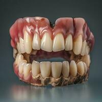 retrato do intacto dentes e estragado dentes, ai generativo foto