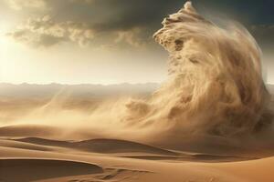 tempestade de areia dentro a deserto. poder do natureza. gerado de artificial inteligência foto