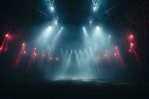circo arena dentro a luz do holofotes, etapa do uma comovente circo. excursão circo. gerado de artificial inteligência foto