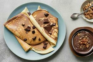 crepes com chocolate e nozes. ai generativo pró foto