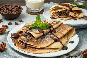 crepes com chocolate e nozes. ai generativo pró foto