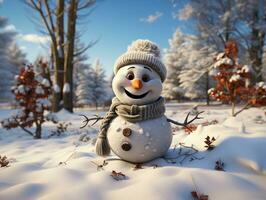 ai gerado boneco de neve neve inverno foto