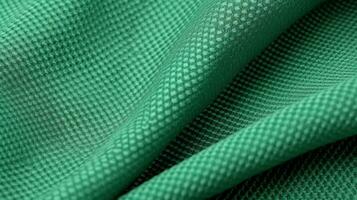 verde futebol tecido textura com ar malha. Atlético vestem pano de fundo foto