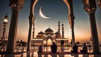 Ramadã, namaz orações dentro mesquita, ai gerado foto