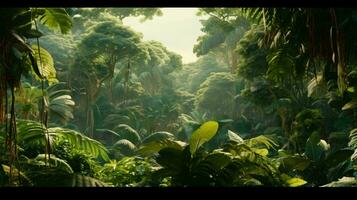 uma tropical floresta com Palma árvores ai gerado foto