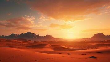 uma deserto panorama com montanhas dentro a distância ai gerado foto