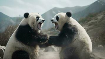 uma casal do pandas abraçando ai gerado foto