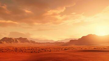 uma deserto panorama com montanhas ai gerado foto