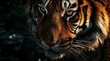 uma tigre com laranja e Preto listras ai gerado foto