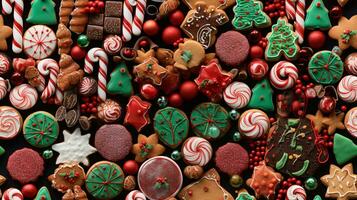 ai generativo desatado padronizar do realista Natal biscoitos com decoração foto