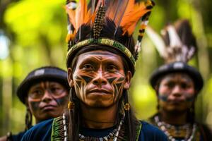 retrato do indígena tribo pessoas. generativo ai foto