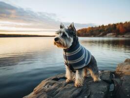 cachorro durante uma inverno andar ai generativo foto