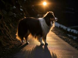 cachorro durante uma inverno andar ai generativo foto