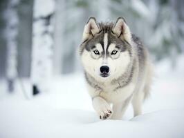 cachorro durante uma inverno andar ai generativo foto