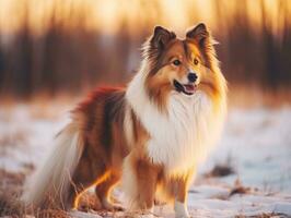 cachorro durante uma inverno andar ai generativo foto